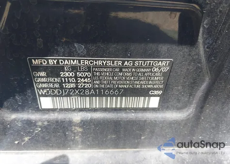 2008 Mercedes-Benz Cls 550 z USA, uszkodzony, nr VIN WDDDJ72X28A116667